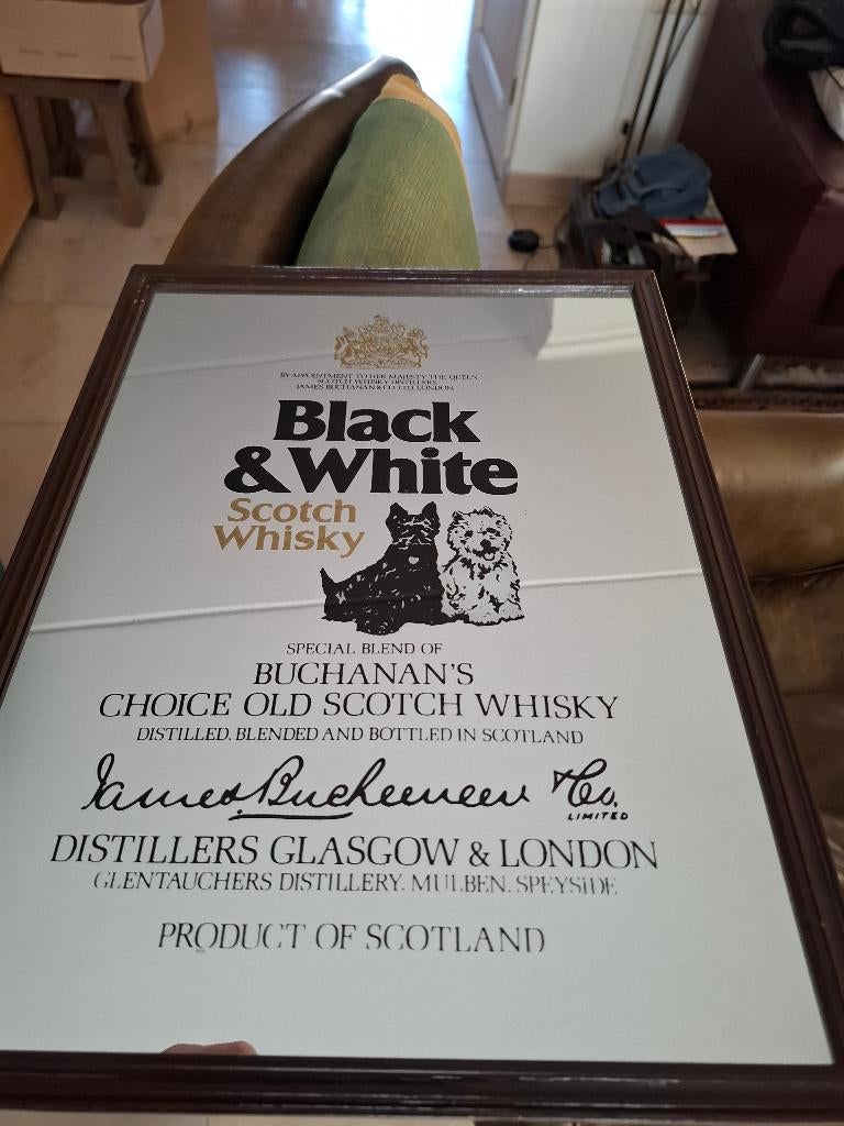 spiegel Black and White Scotch Whisky, Ophalen of Verzenden, Rechthoekig, Minder dan 50 cm, Minder dan 100 cm
