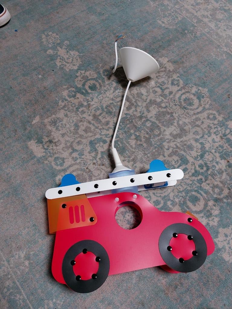 Brandweerauto hanglamp kinderkamer, Gebruikt, Ophalen, Hout, Minder dan 50 cm