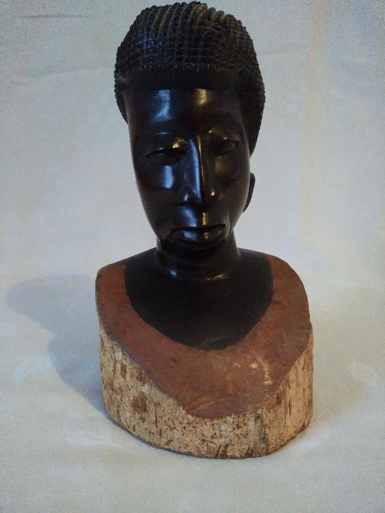 BORSTBEELD gesneden uit ebbenhout 23,5 cm hoog, Ophalen of Verzenden