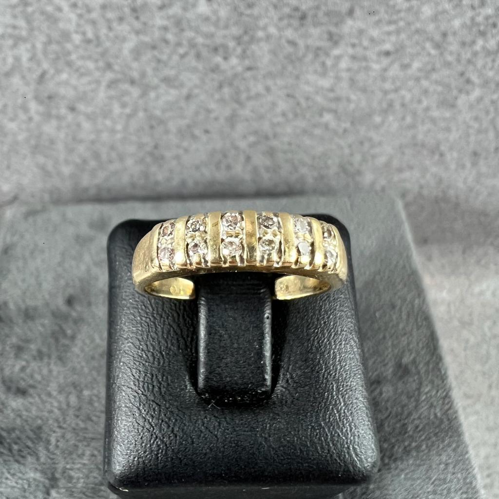 Gouden Ring | 14k* | 2,65g | bandr briljanten |m15,5| 401693, Sieraden, Tassen en Uiterlijk, Ringen, Gebruikt, Ophalen of Verzenden