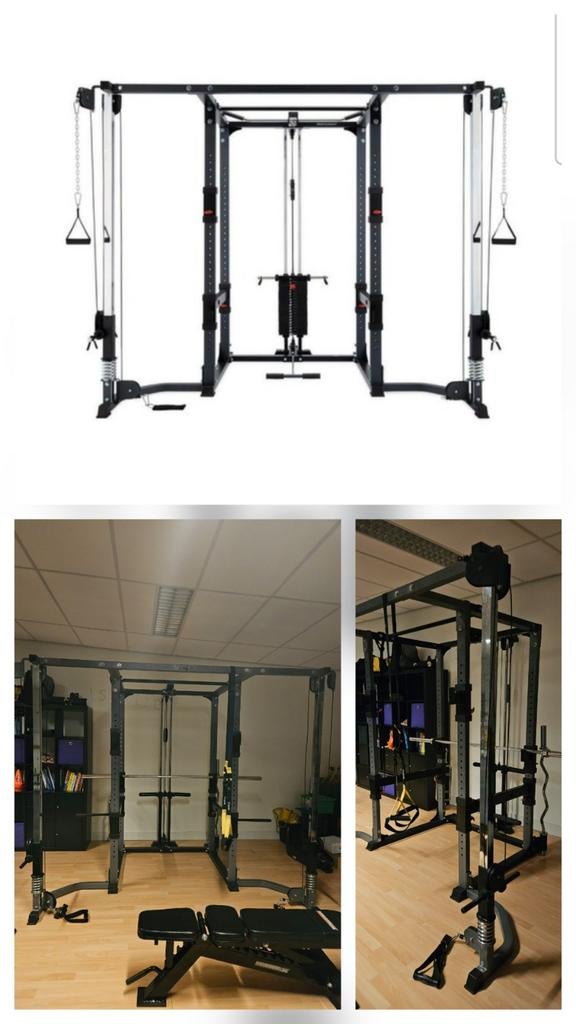 Krachtstation power rack powercage cable crossover pulldown, Sport en Fitness, Fitnessmaterialen, Zo goed als nieuw, Overige typen