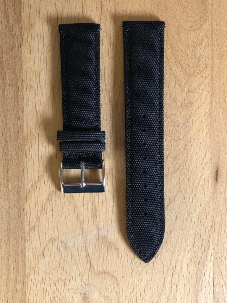 Zwarte sailcloth horlogeband 20mm, Ophalen of Verzenden, Nieuw