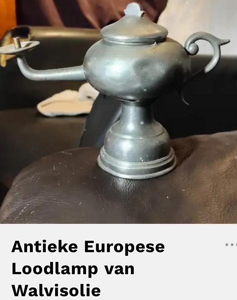 Antieke Europese loodlamp van Walvis olie., Ophalen of Verzenden