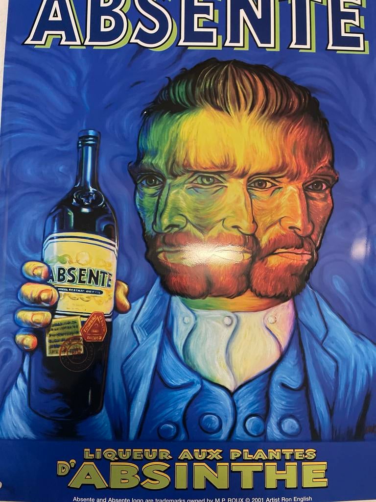 Zeldzaam blikken Van Gogh Absinthe Reclamebord Parijs, Ophalen of Verzenden, Gebruikt, Reclamebord