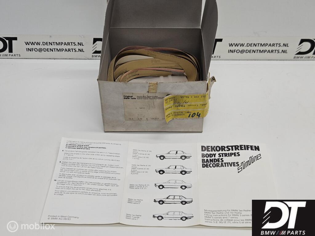 Set decorating stripes M TECHNIC BMW E30 coupe 51141932212, Nieuw, Ophalen of Verzenden, BMW