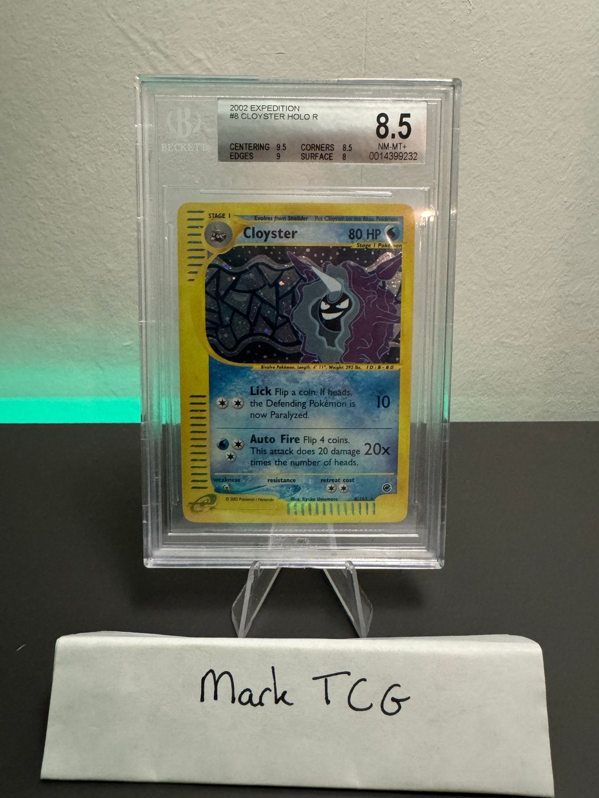 Pokemon Cloyster Holo 8/165 R 2002 Expedition BGS 8.5, Hobby en Vrije tijd, Verzamelkaartspellen | Pokémon, Ophalen of Verzenden