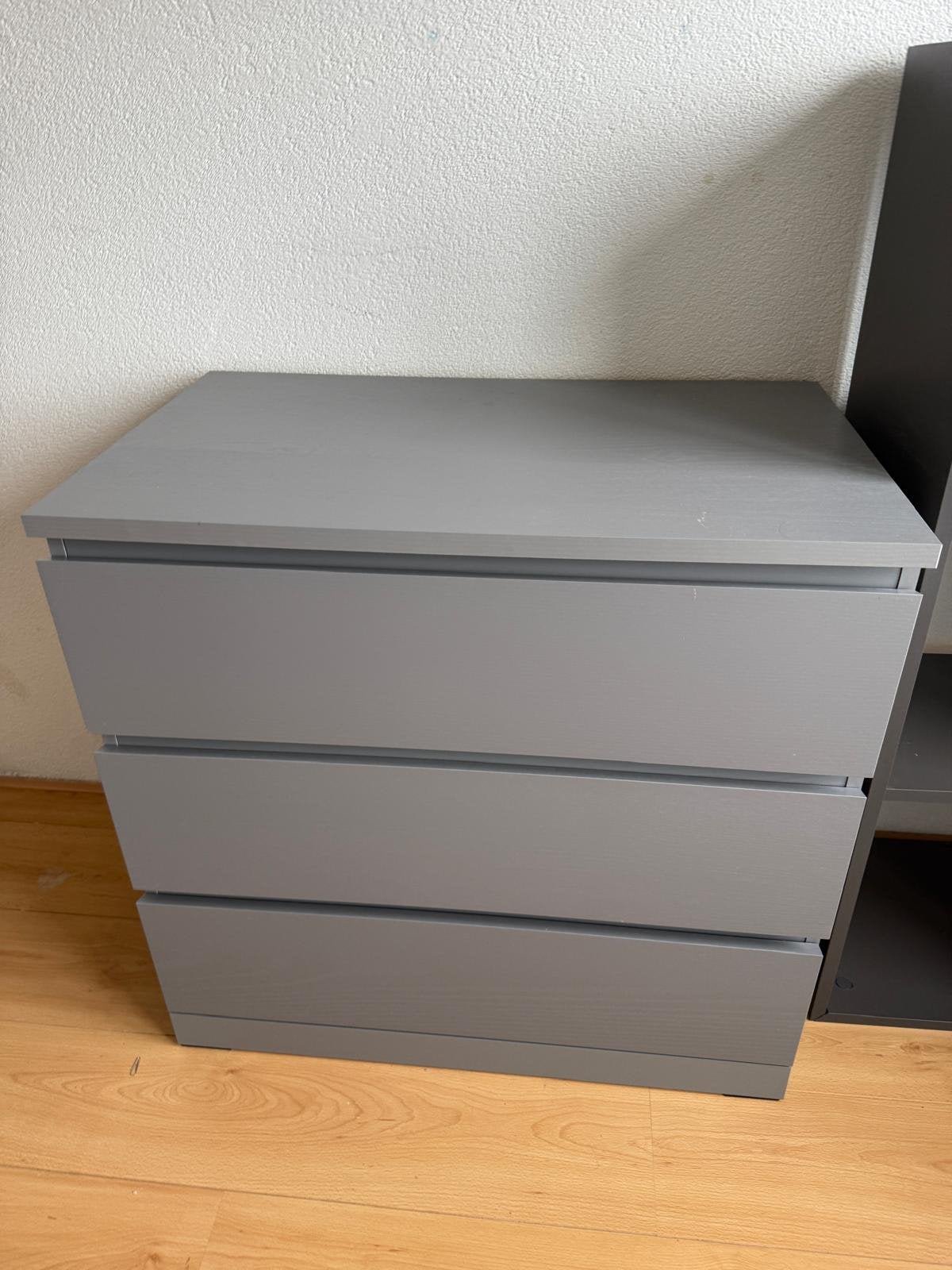 IKEA MALM ladekast 3 lades - grijs, Ophalen, Gebruikt, 50 tot 100 cm, 3 of 4 laden
