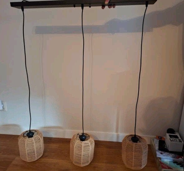 Hanglamp, Ophalen, Nieuw, E27 (groot), Natuurlijk materiaal