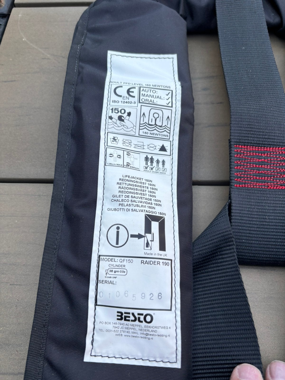Te koop zwemvest Besto 190N, Watersport en Boten, Ophalen, Nieuw, Dame of Heer, Reddingsvest of Zwemvest