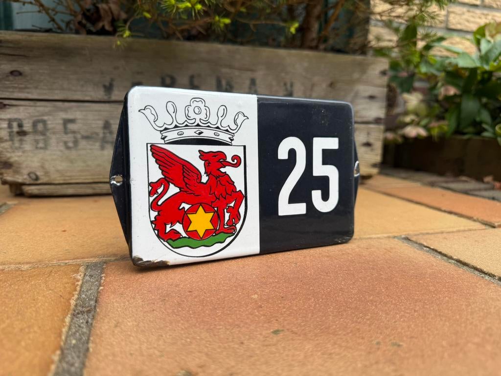 Oud emaille bordje wapen van Weststellingwerf nummer 25, Ophalen of Verzenden, Zo goed als nieuw, Reclamebord