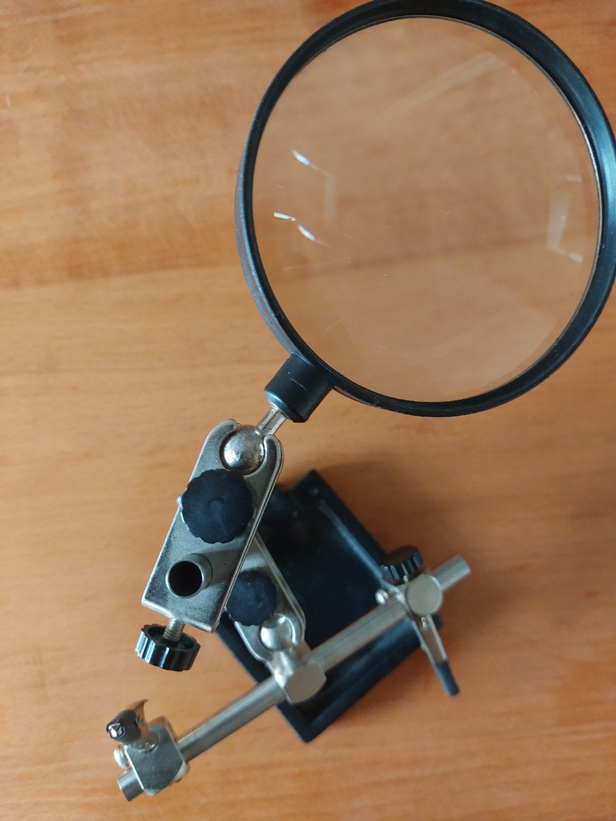 Vergrootglas met standaard en klemmen, Ophalen, Gebruikt, Vergrootglas of Loep