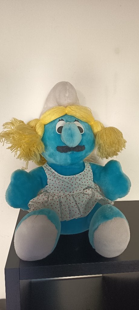 Vintage Sassette Smurf Puppy S.A. 1988 50cm, Ophalen of Verzenden, Gebruikt, Overige Smurfen, Poppetje, Figuurtje of Knuffel