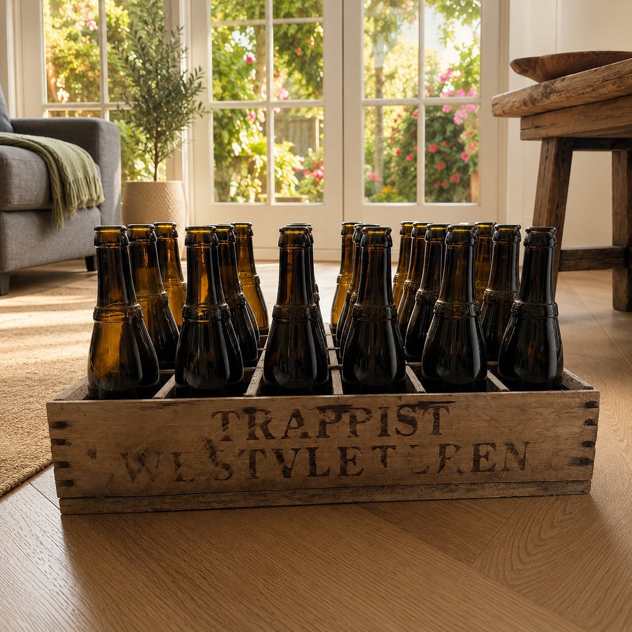Authentiek Westvleteren krat met 24 lege bierflesjes, Ophalen of Verzenden, Gebruikt