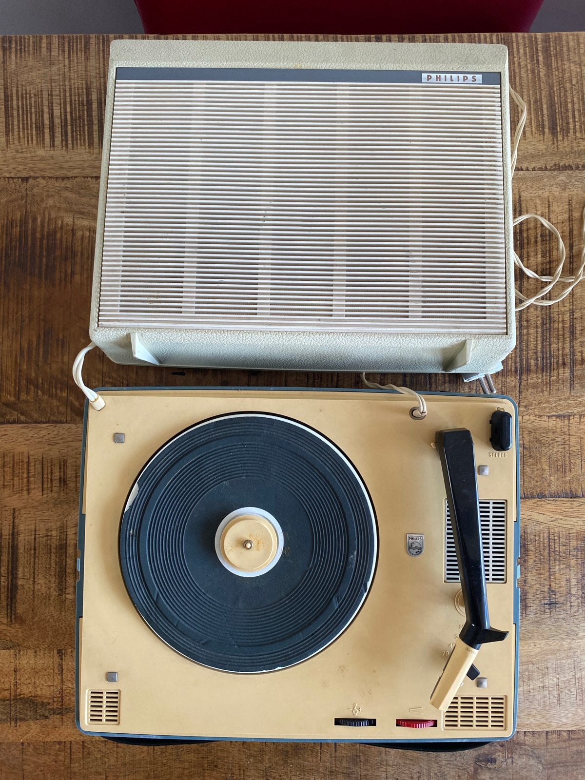 Vintage Philips Platenspeler met Externe Speaker, Ophalen of Verzenden, Gebruikt, Platenspeler, Philips
