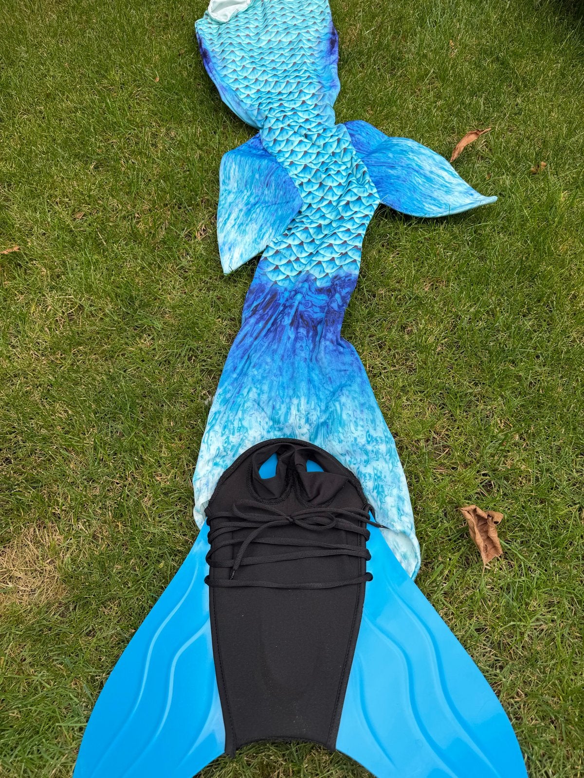 Zeemeerminstaart met monovin - Blauw, Ophalen, Gebruikt, 134 t/m 140, Meisje