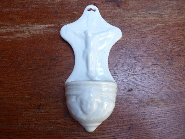 Antiek keramiek wijwater vaatje, Antiek en Kunst, Ophalen of Verzenden