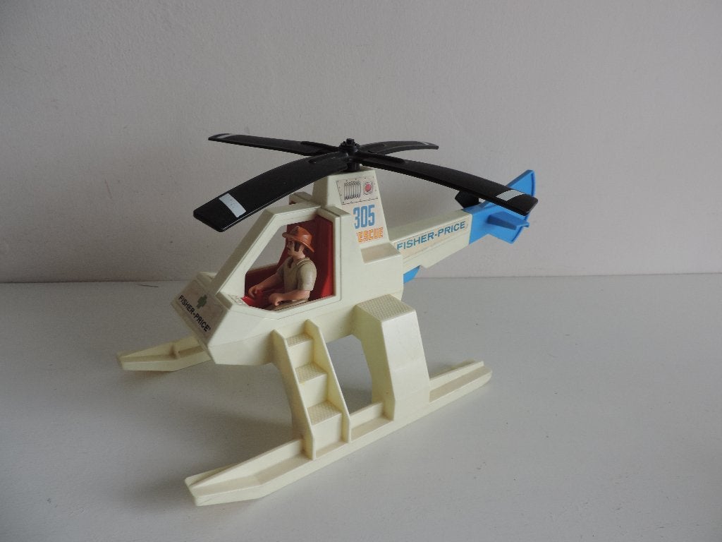 vintage fisher price helikopter en 1 poppetje, Kinderen en Baby's, Ophalen of Verzenden, Gebruikt, Speelset