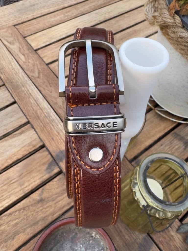 Ledere Versace riemen 120 en 125 cm lang, Echt leder, Nieuw, Tailleriem, Ophalen of Verzenden