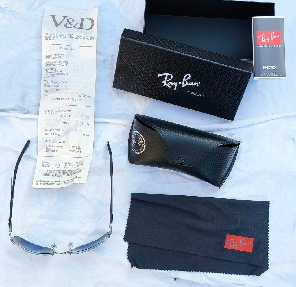 Ray-Ban Tech Carbon Fibre RB8310 (Parts/Rest) + complete Box, Gebruikt, Zonnebril, Zwart, Ophalen of Verzenden