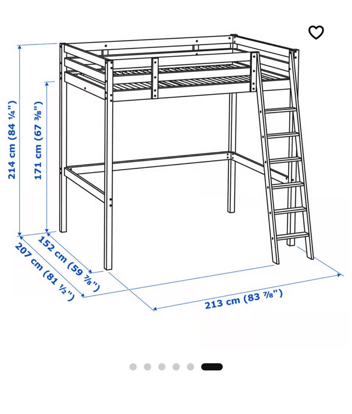 Ikea hoogslaper STORÅ tweepersoons 140 x 200, Ophalen, Hoogslaper, Tweepersoons, 140 cm