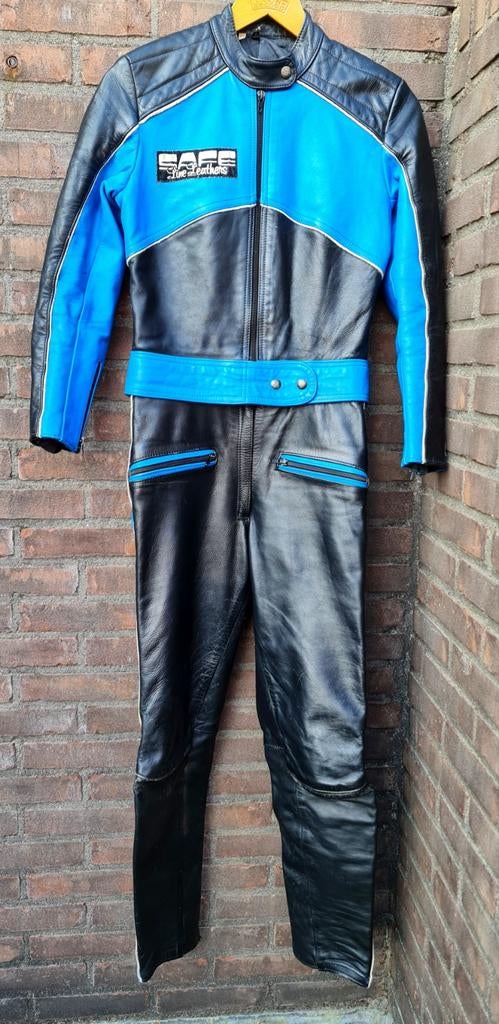 Motorpak motoroverall vintage superkleuren blauw zwart mooi, Ophalen, Overall, Dames, Safe Line Leathers