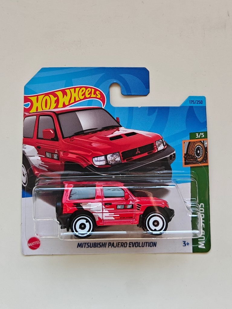 Hot Wheels Mitsubishi Pajero Evolution Rood Mud Studs, Ophalen of Verzenden, Zo goed als nieuw, Auto