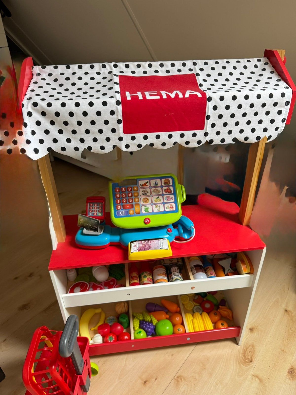 Hema Marktkraam mwt vele accesoires zie foto, Ophalen, Gebruikt, Hout, Speelkeuken-accessoire