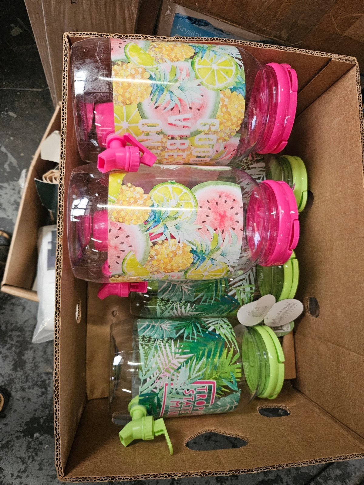Waterkan met 4 bekers set - Zomerse fruitprint, Huis en Inrichting, Ophalen, Overige typen, Kunststof, Nieuw