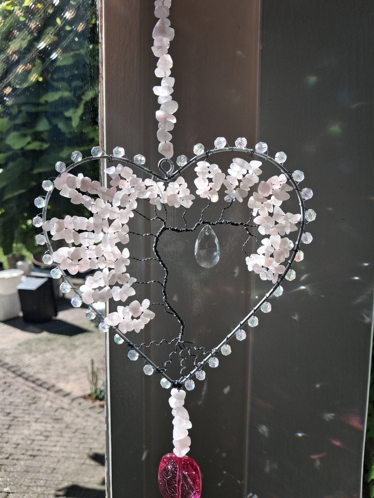 Zonnevanger levensboom edelsteen rozenkwarts, Antiek en Kunst, Ophalen of Verzenden