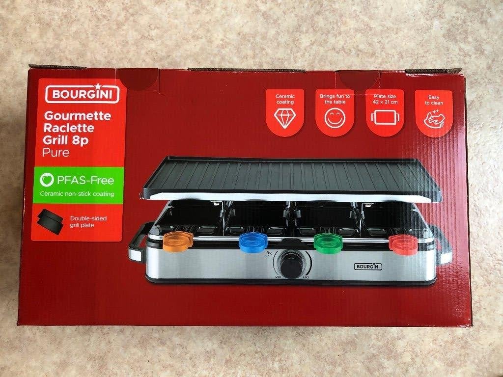 Bourgini Gourmette Raclette Grill 8P Pure - Nieuw in doos, Ophalen of Verzenden, Nieuw, 8 personen of meer