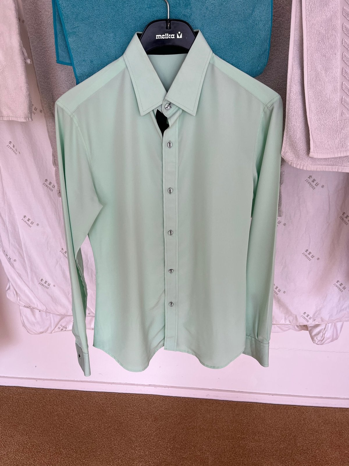 Melka Heren overhemd - Lichtgroen, Kleding | Heren, Ophalen of Verzenden, Zo goed als nieuw, Groen, Overige halswijdtes