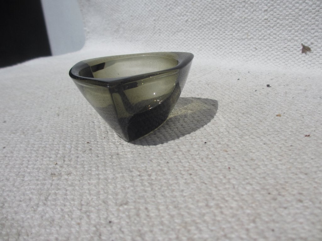 Vintage waxinelicht-houder Kaj Francke design jaren 50/60, Gebruikt, Waxinelichthouder, Ophalen of Verzenden, Glas
