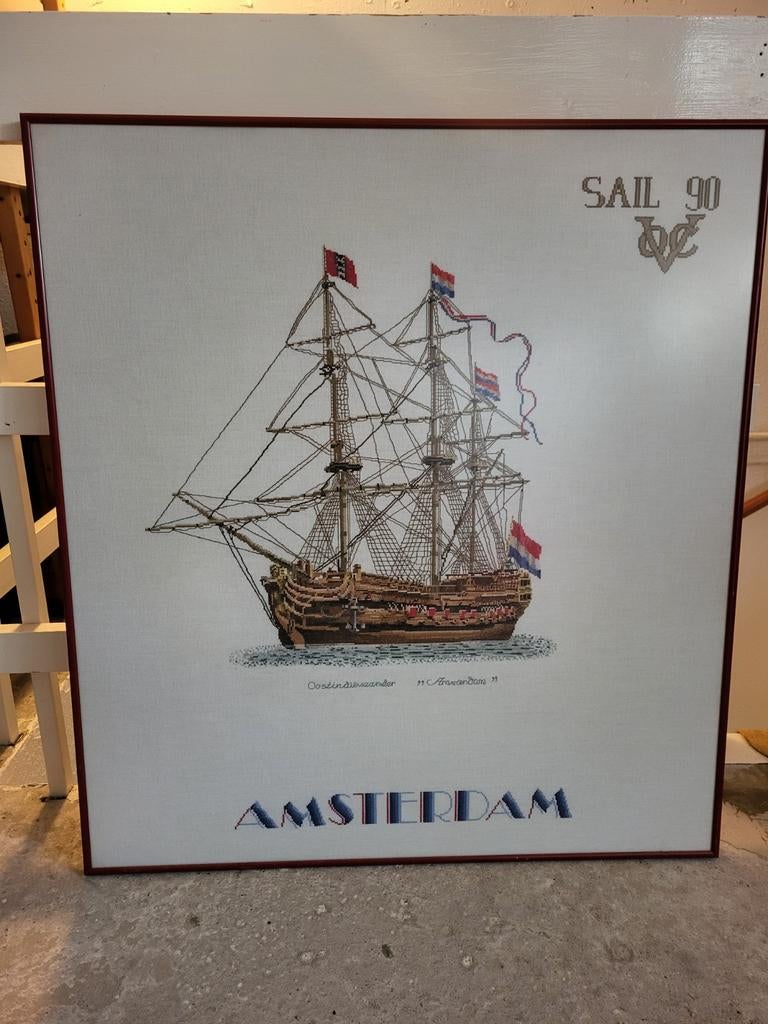 Geborduurde wanddecoratie sail amsterdam, Ophalen, Zo goed als nieuw, Kaart, Foto of Prent
