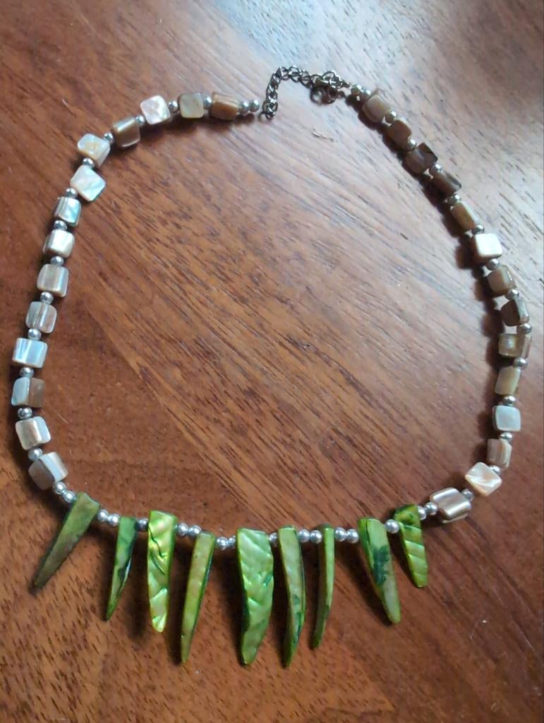 Schelpenketting, Ophalen of Verzenden, Zilver, Overige materialen