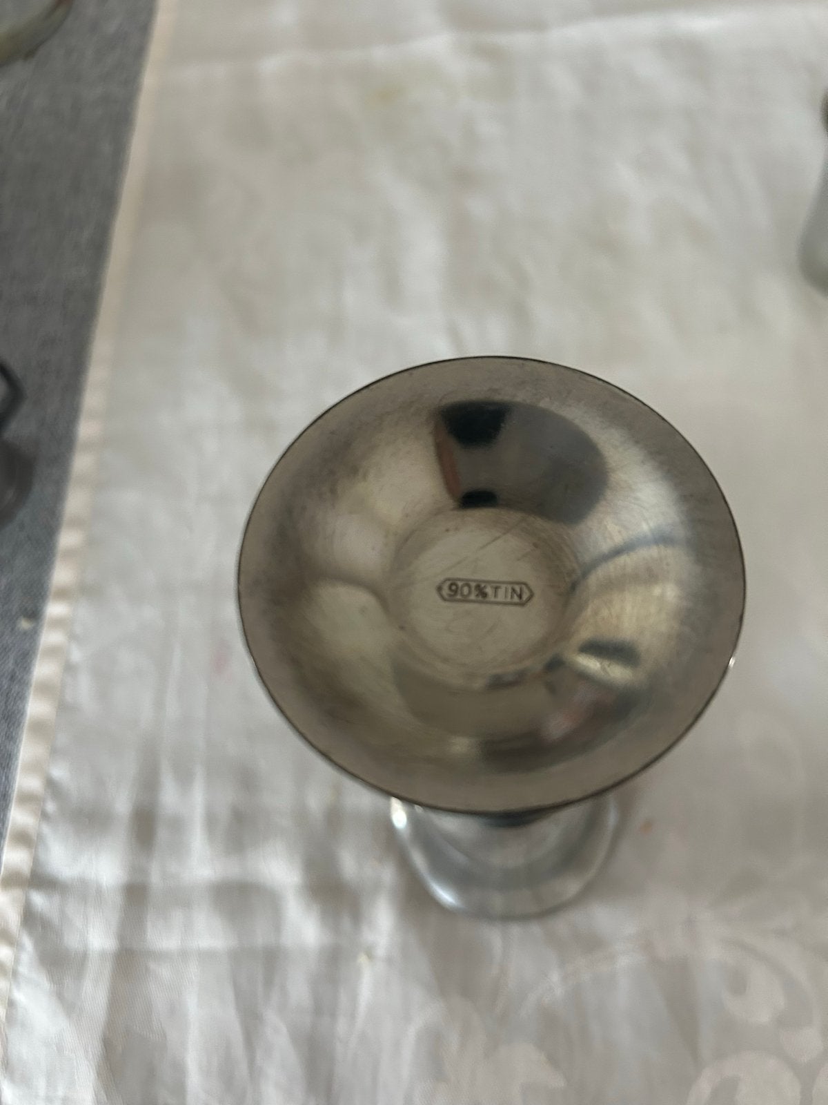 Vintage tinnen beker/kelk (90% tin), Antiek en Kunst, Ophalen