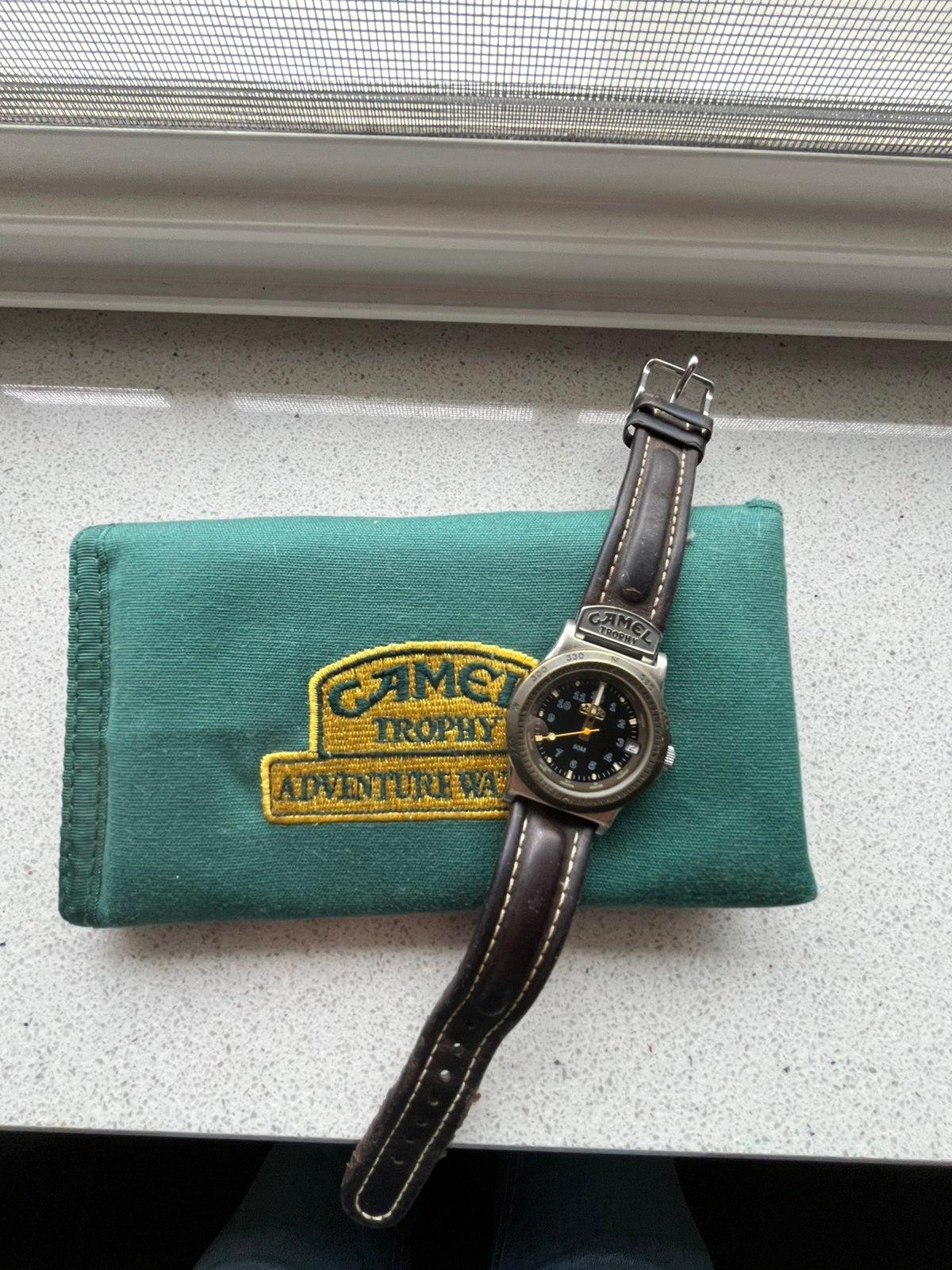 Camel trophy green belt horloge, Overige merken, Leer, Polshorloge, Ophalen of Verzenden