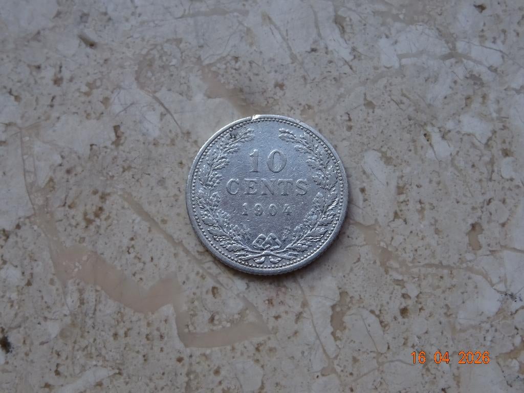 10 cent 1904, Verzenden, Zilver, 10 cent, Koningin Wilhelmina