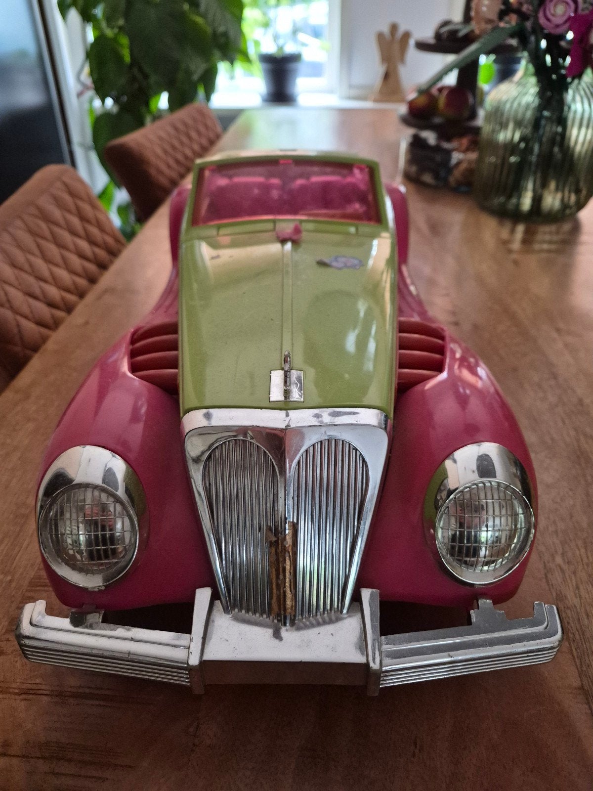Barbie auto - Vintage roze/groen cabriolet, Ophalen, Gebruikt