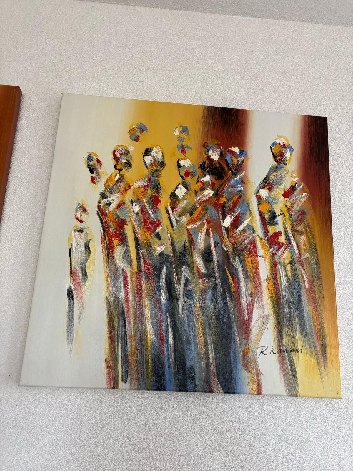 Duo Schilderij Tweeluik van R. Kawaai - Abstracte Figuren, Antiek en Kunst, Kunst | Schilderijen | Abstract, Ophalen