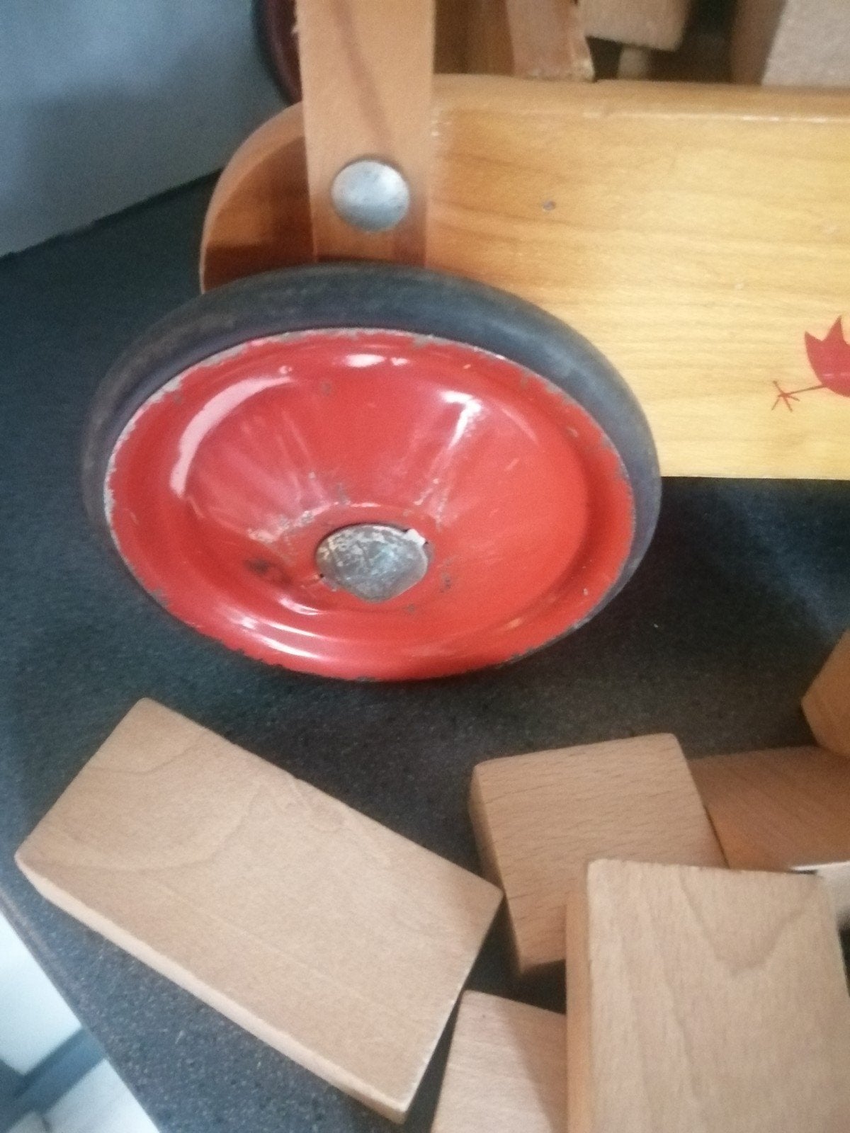 Leuke oude blokken loopkar met veel houten blokken jaren 60, Gebruikt, Ophalen of Verzenden, X, X