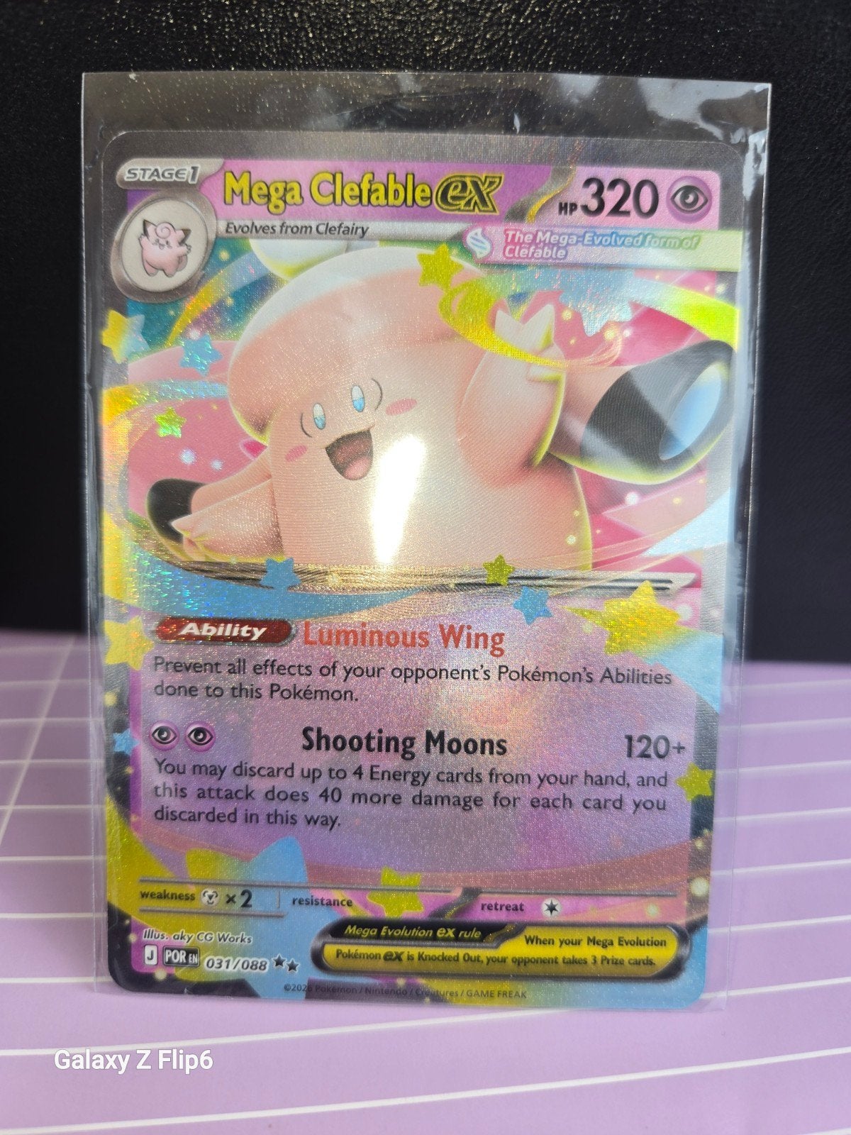 Mega Clefable EX Pokémon Kaart - HP 320 - Foil, Ophalen of Verzenden, Zo goed als nieuw, Losse kaart, Foil