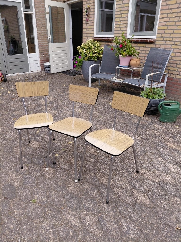 8 retro keukenstoelen, Ophalen, Gebruikt, Bruin, Vijf, Zes of meer stoelen