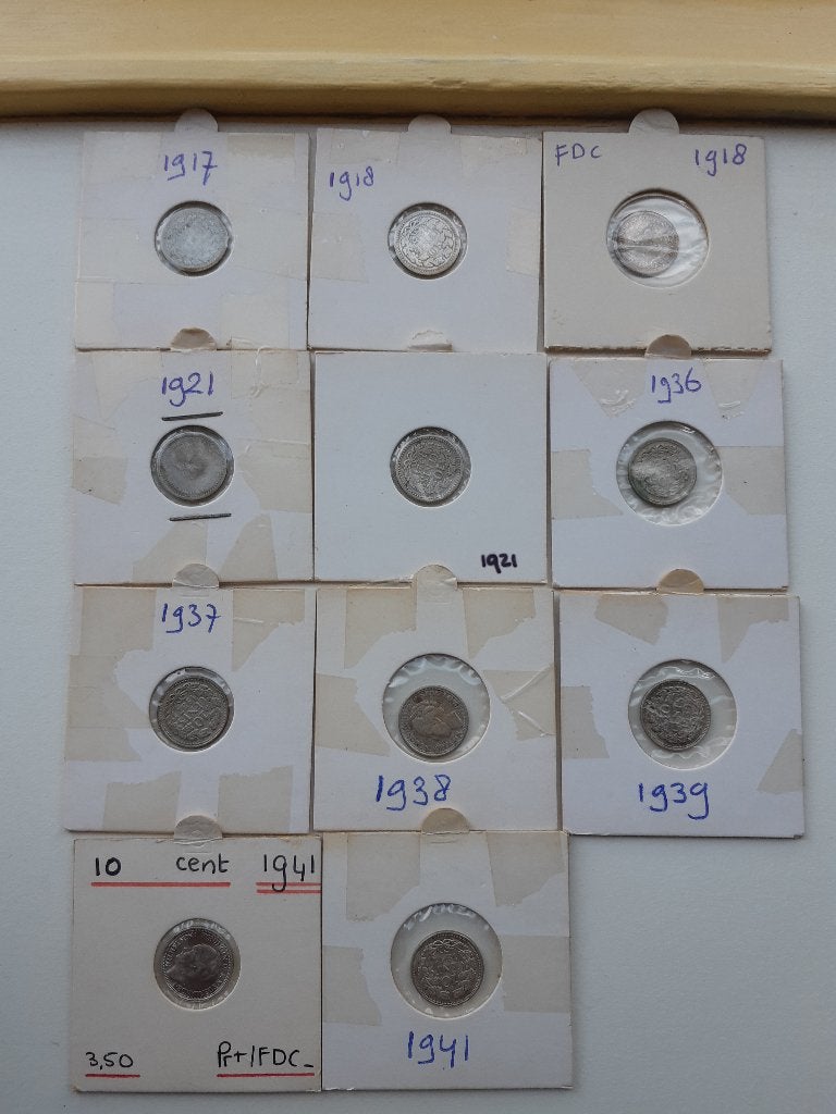 11 x dubbeltjes, Setje, Zilver, Ophalen of Verzenden, 10 cent