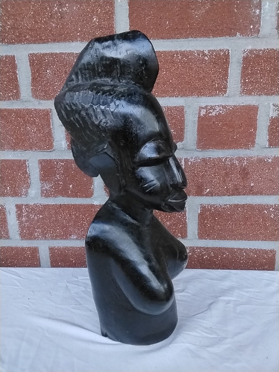 Vintage Afrikaans Houten Buste Beeld - Vrouwenfiguur, Ophalen of Verzenden