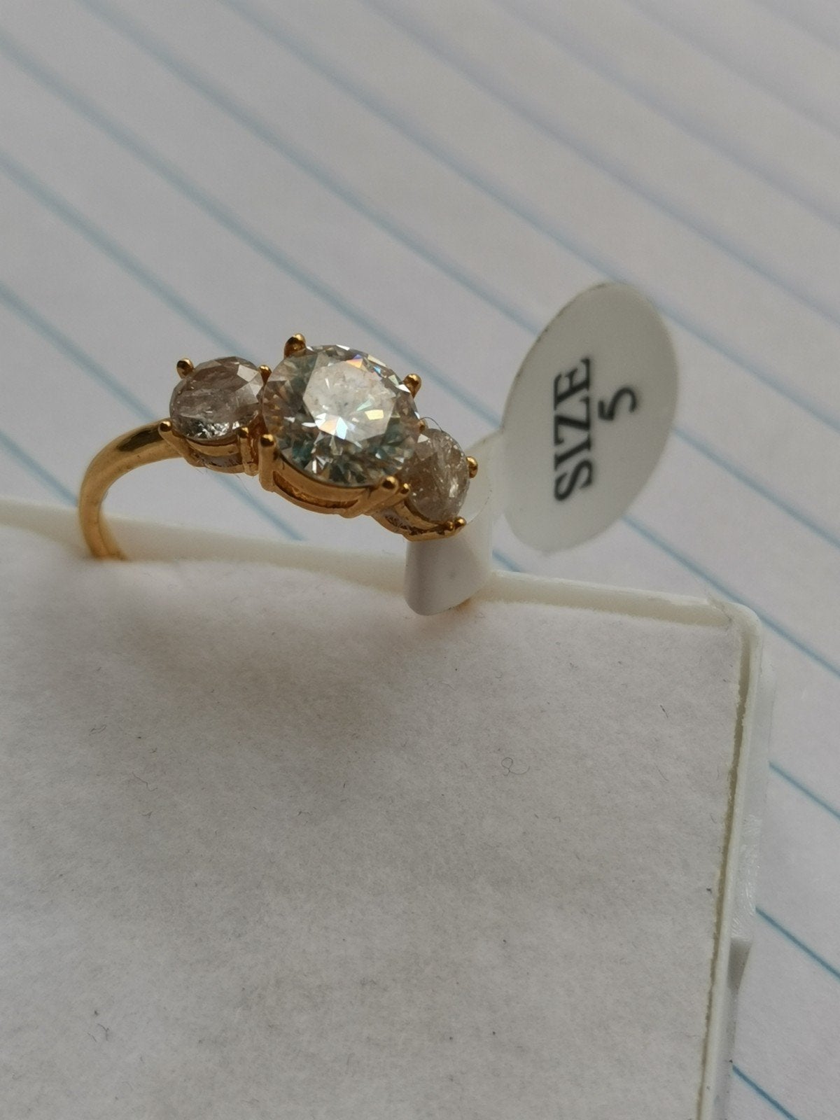 Gouden 14 kt gouden ring met diamant, Sieraden, Tassen en Uiterlijk, Ringen, Ophalen of Verzenden, 17 tot 18, Dame, Goud