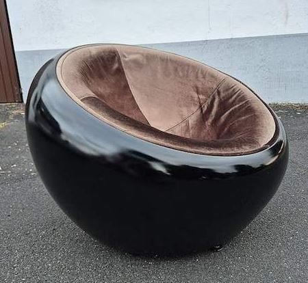vintage half dome scoop chair 90er jaren, Huis en Inrichting, Fauteuils, Ophalen, Stof, Gebruikt, 75 tot 100 cm