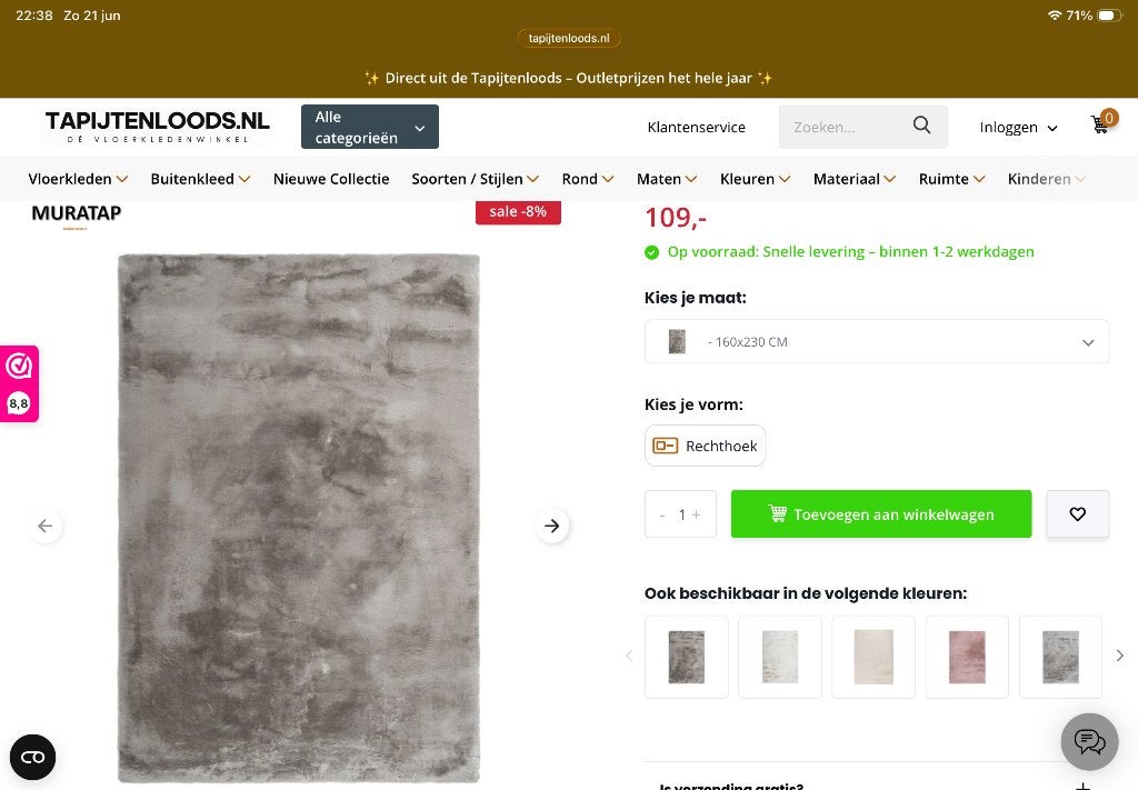 Te koop vloerkleed nieuw, Ophalen, 150 tot 200 cm, Modern, Rechthoekig