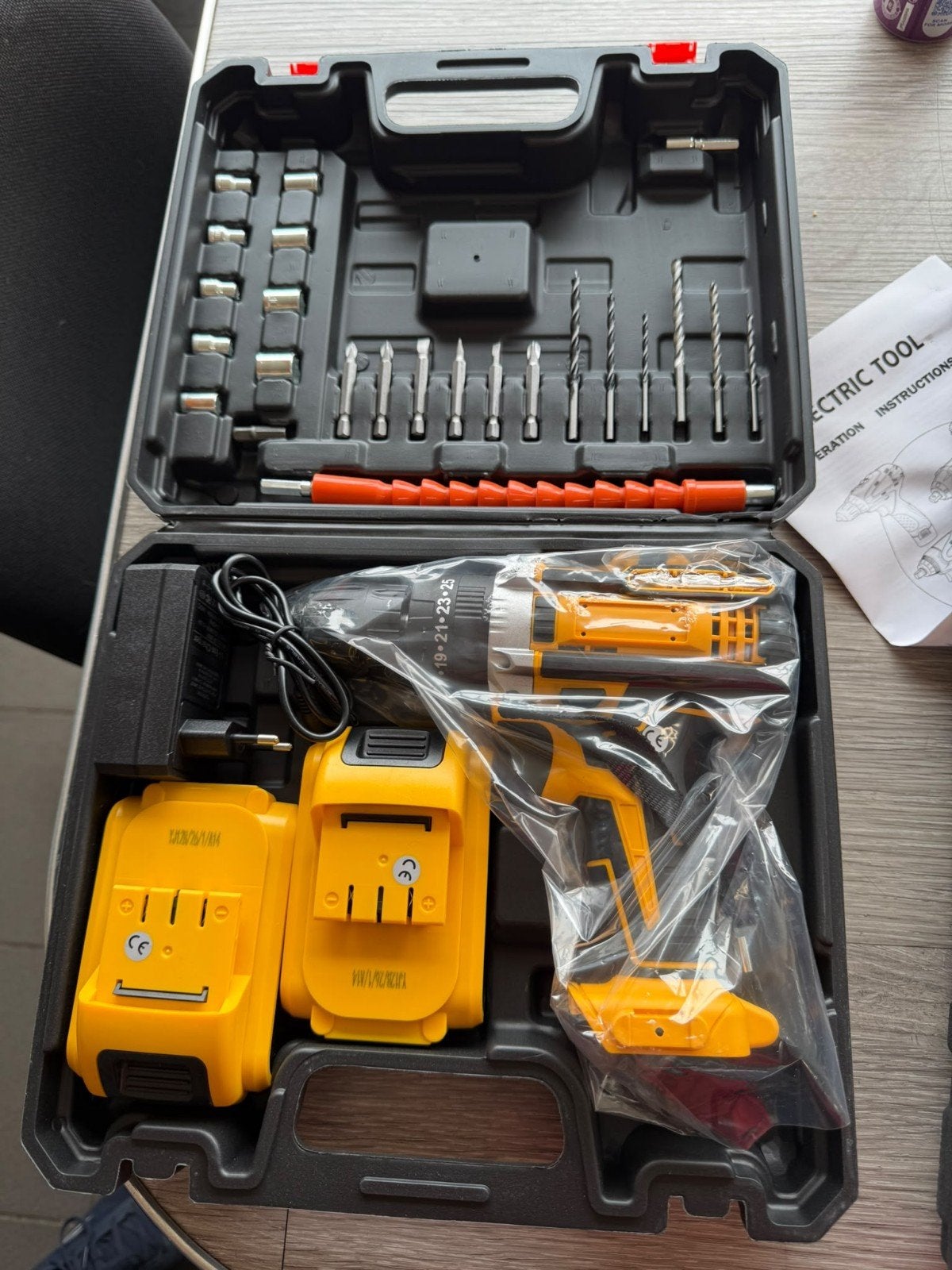 Nieuwe Boor- en Schroefmachine Set met 2 Accu's, Doe-het-zelf en Verbouw, Variabele snelheid, Nieuw, Ophalen of Verzenden, Boor- en Schroefmachine