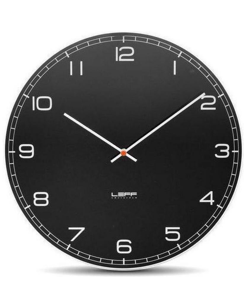 Leff Amsterdam wandklok One45 zwart - Modern design, Huis en Inrichting, Woonaccessoires | Klokken, Ophalen of Verzenden, Gebruikt