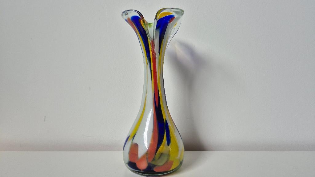 vintage retro vaas, jaren 70, Overige kleuren, Ophalen of Verzenden, Minder dan 50 cm, Glas